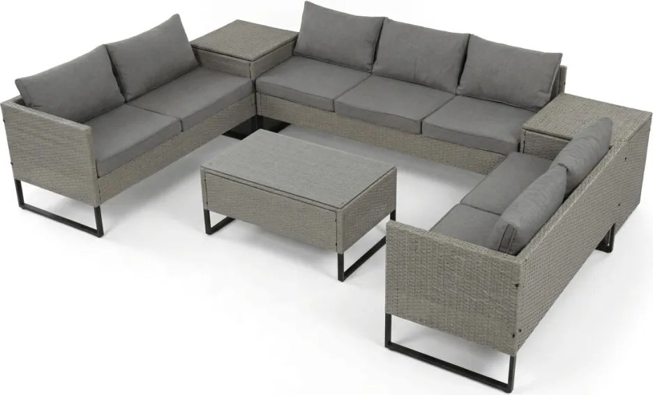 Kerti bútor garnitúra, polyrattan, szürke, AZS-A1915 GREY