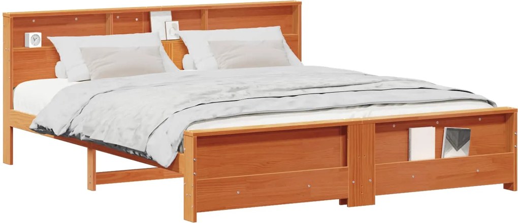 vidaXL Ágykeret fejtámlával Faggyú barna 200 x 200 cm Faanyag