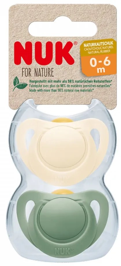 NUK For Nature latex cumi 0–6 h 2 db box zöld, vel. 0-6 h