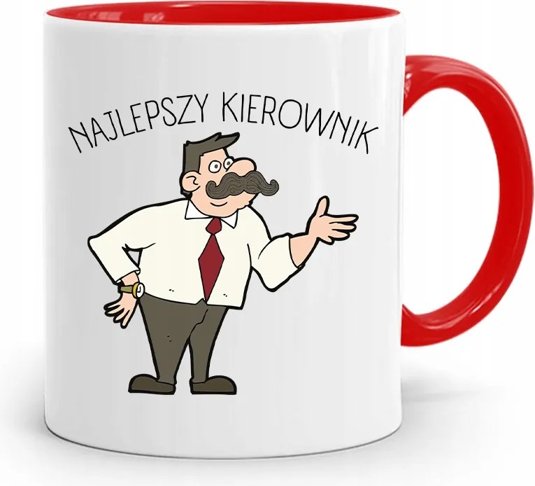 Piros Bögre A Vezetőnek A Legjobb Vezető Nyomtatott Fényképpel