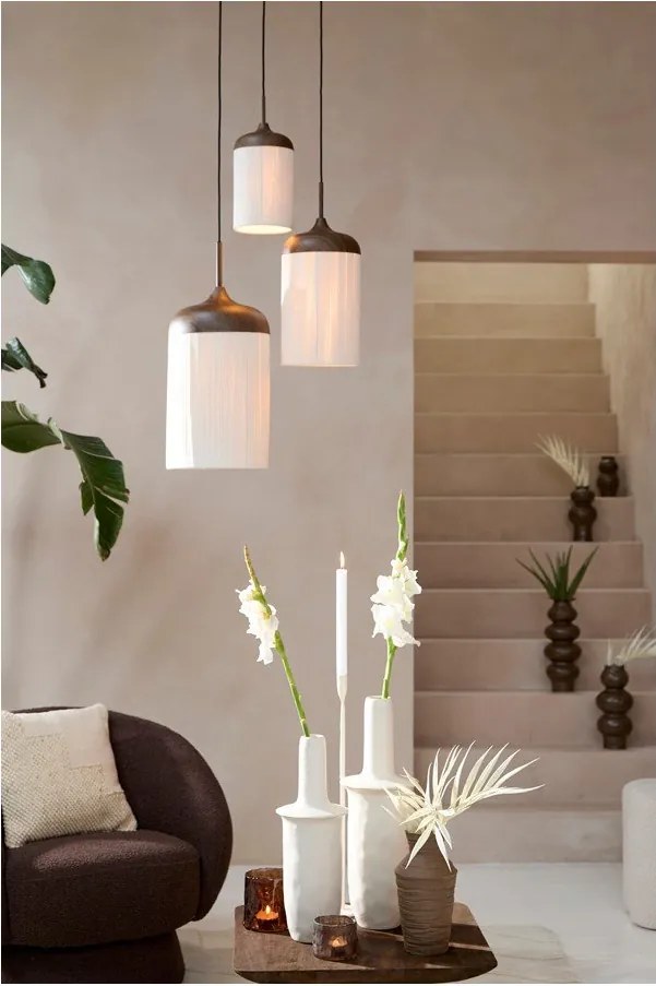 Sötétbarna függőlámpa textil búrával ø 22 cm Dania – Light & Living