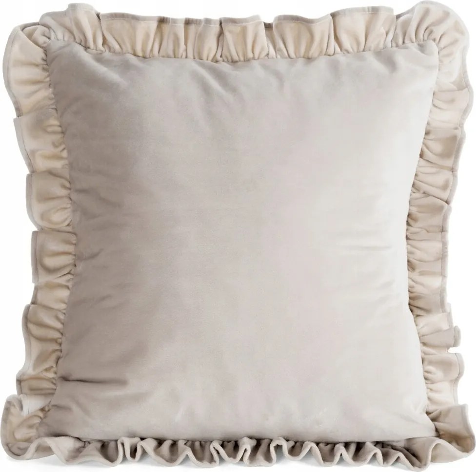 Dekoratív párnahuzat BRENDA1 45x45 Eurofirany bézs, fodrokkal díszített