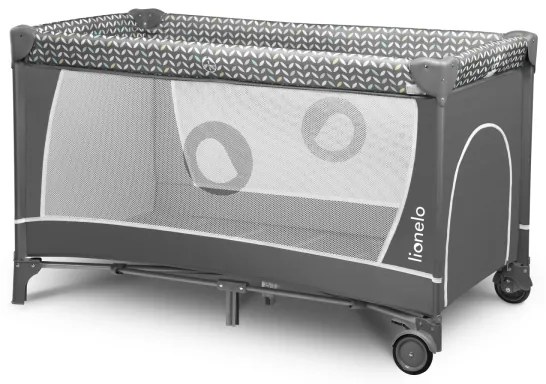 Lionelo - Utazóágy FLOWER, szürke, skandináv stílus