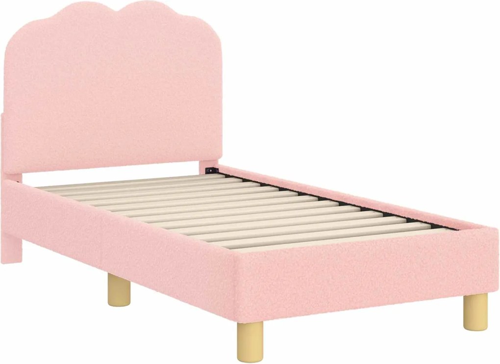 vidaXL Gyerekágy keret fejtámlával Rózsaszín 70 x 140 cm Juh Gyapjú