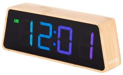 Karlsson 5931 design LED-es ébresztőóra/óra 19 cm, bambusz