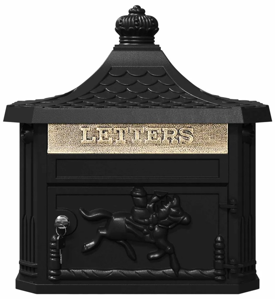 vidaXL Fali Postafiók Fekete 40.5 x 15.5 x 44 cm Öntött alumínium