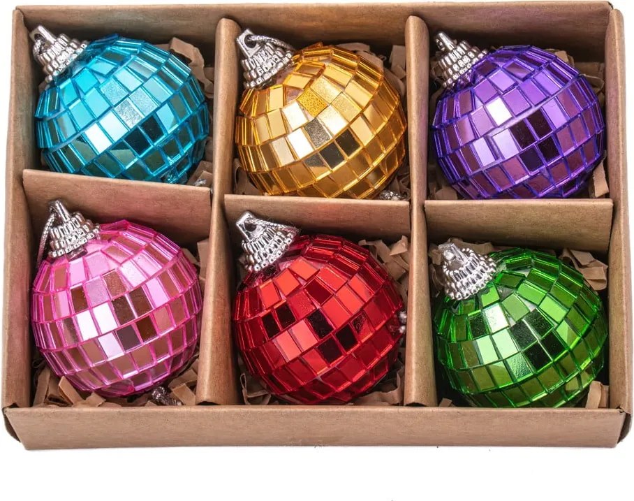 Üveg karácsonyfadísz készlet 6 db-os ø 4 cm Mirror Disco – Sass &amp; Belle