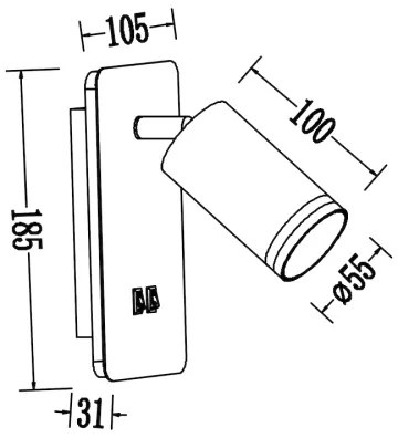 LED fali spotlámpa PIPE 1xGU10/10W/230V + LED/6W fekete