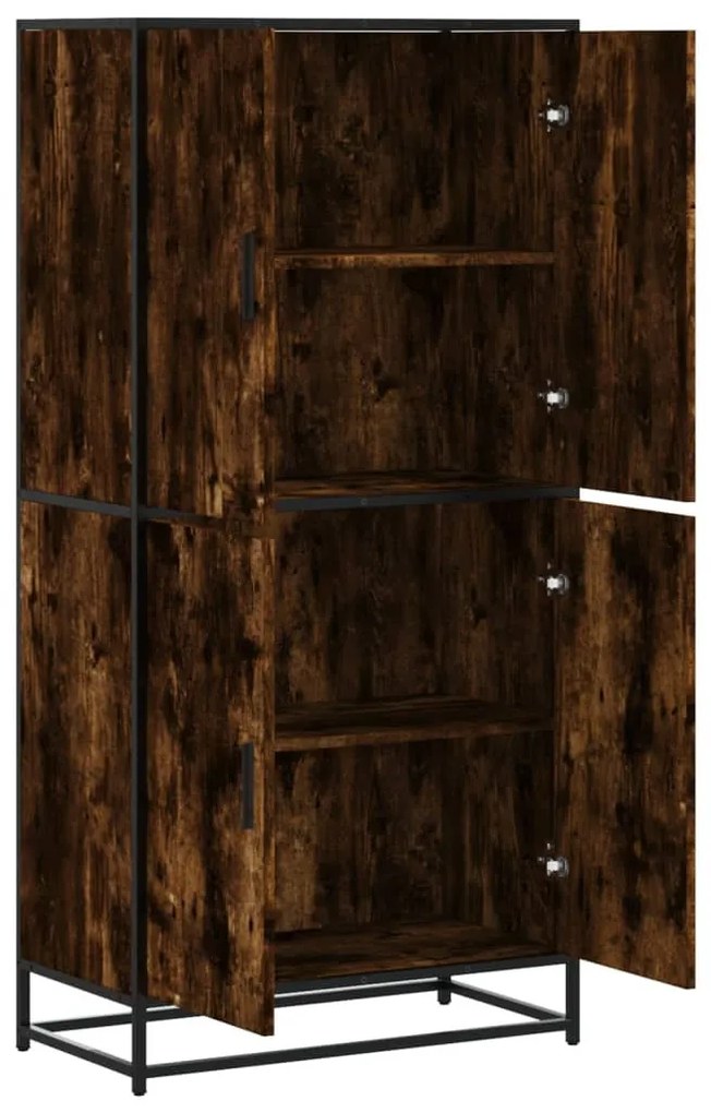 füstös tölgy színű szerelt fa magasszekrény 68 x 35 x 139 cm