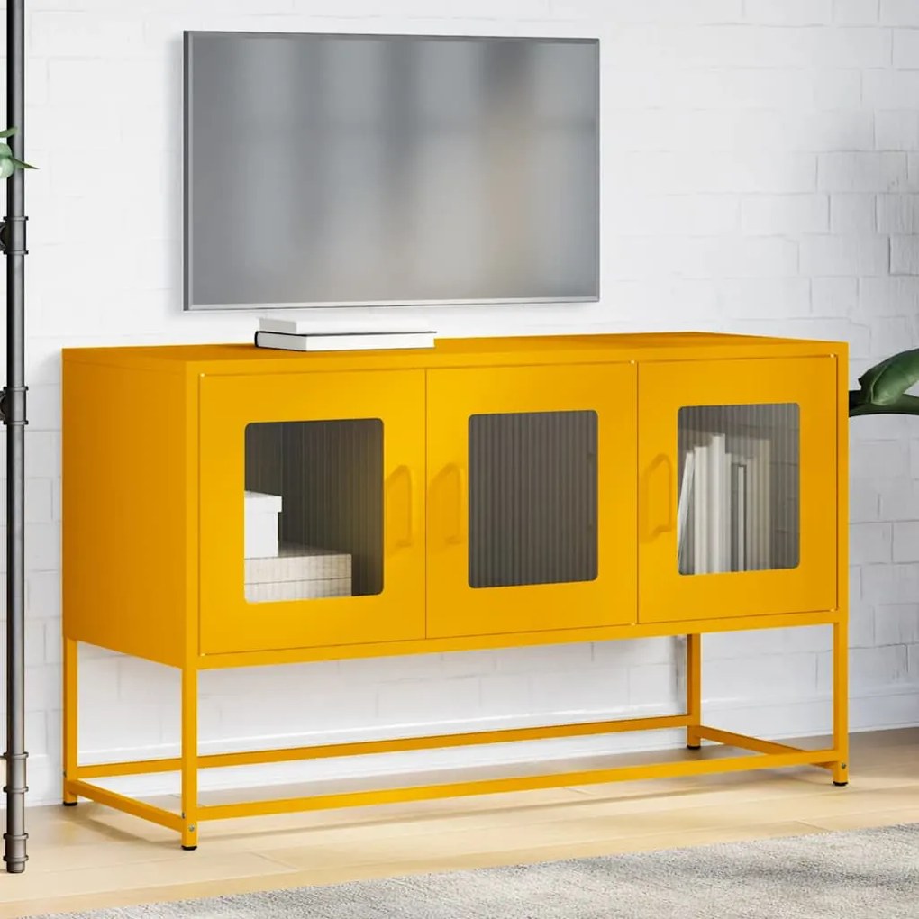 mustársárga hidegen hengerelt acél TV-szekrény 100,5x39x60,5 cm