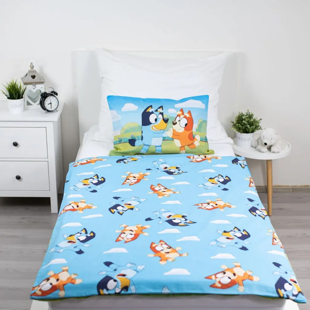 Bluey Happy Family gyerek, ovis ágyneműhuzat 100×135cm, 40×60 cm