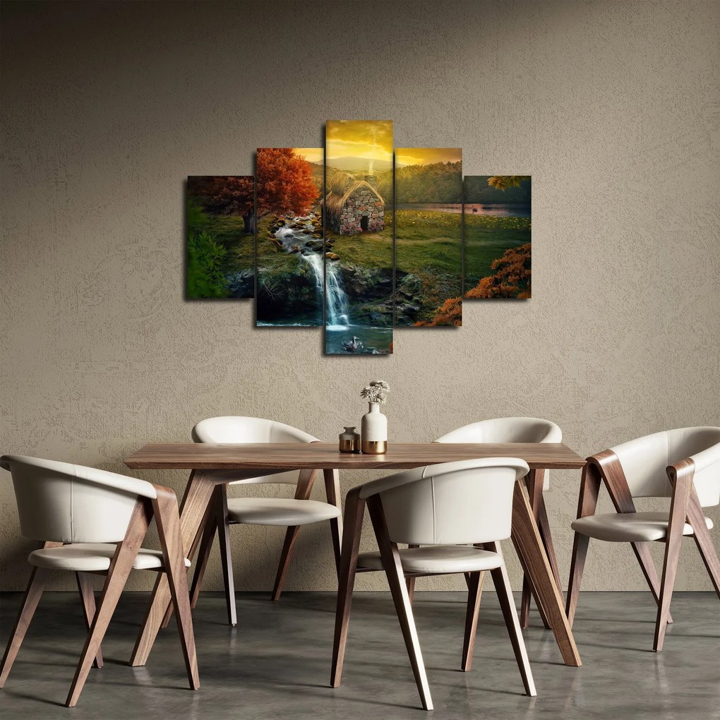 Egy ház képe egy mesebeli tájban (150x105 cm)
