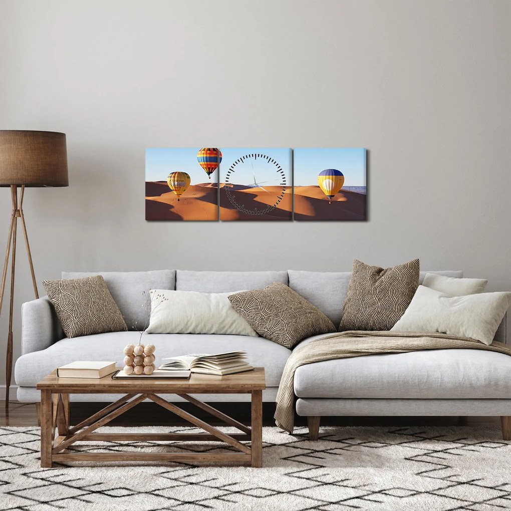 Kép - Repülő léggömbök a pusztában (órával) (90x30 cm)