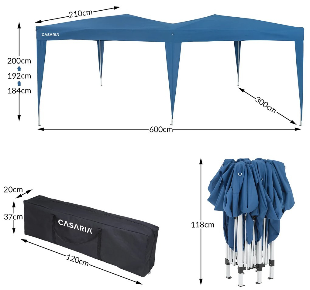 Casaria® Kerti pavilon 3x6 m - kék