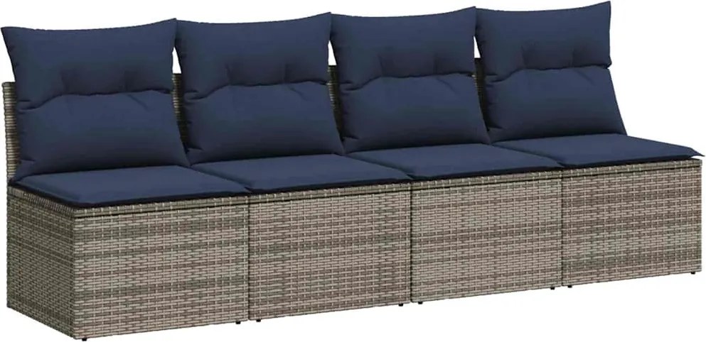 vidaXL | Kerti kanapé | párnával Szürke 220 x 62 x 69cm polirattan