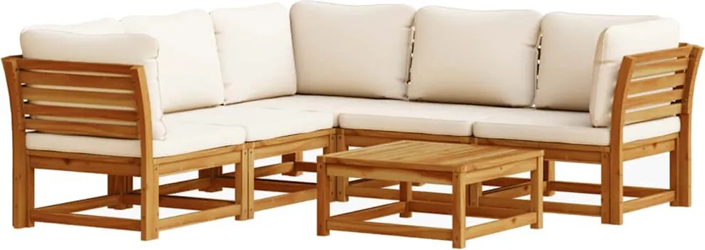 vidaXL 6 részes tömör akácfa kerti ülőgarnitúra párnákkal