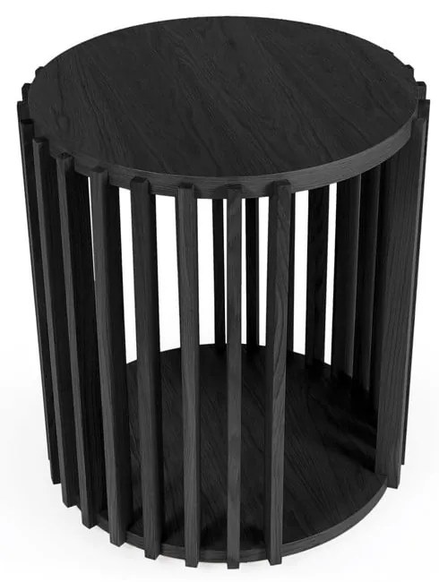 Drum fekete tárolóasztal, ø 53 cm - Woodman