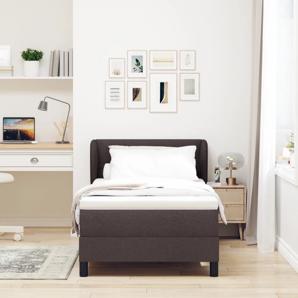 Boxspring Ágy Mattal Sötétbarna 80x200 cm Szövet