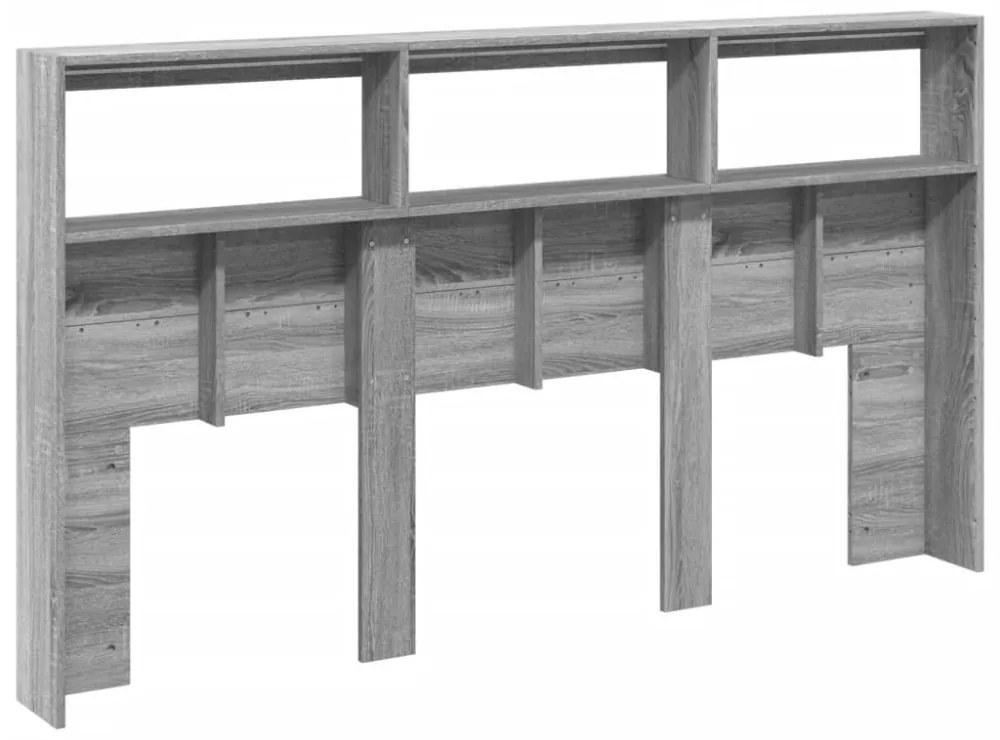 szürke sonoma színű áthidalószekrény LED-ekkel 180 x 17 x 102cm