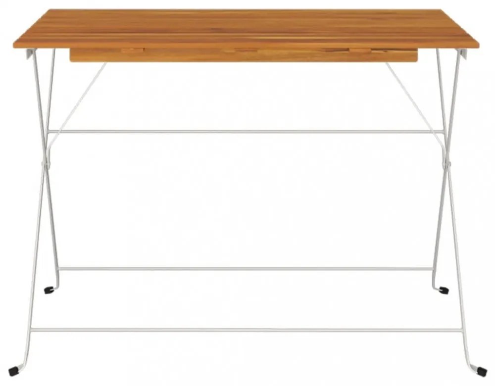 tömör akácfa és acél összecsukható bisztróasztal 100x54x71 cm