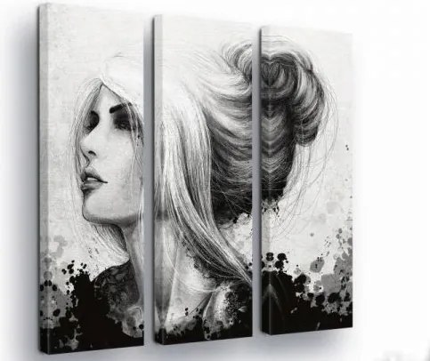 Vászonkép 90x100 Női portré monokróm vázlat grafika szépség stílus