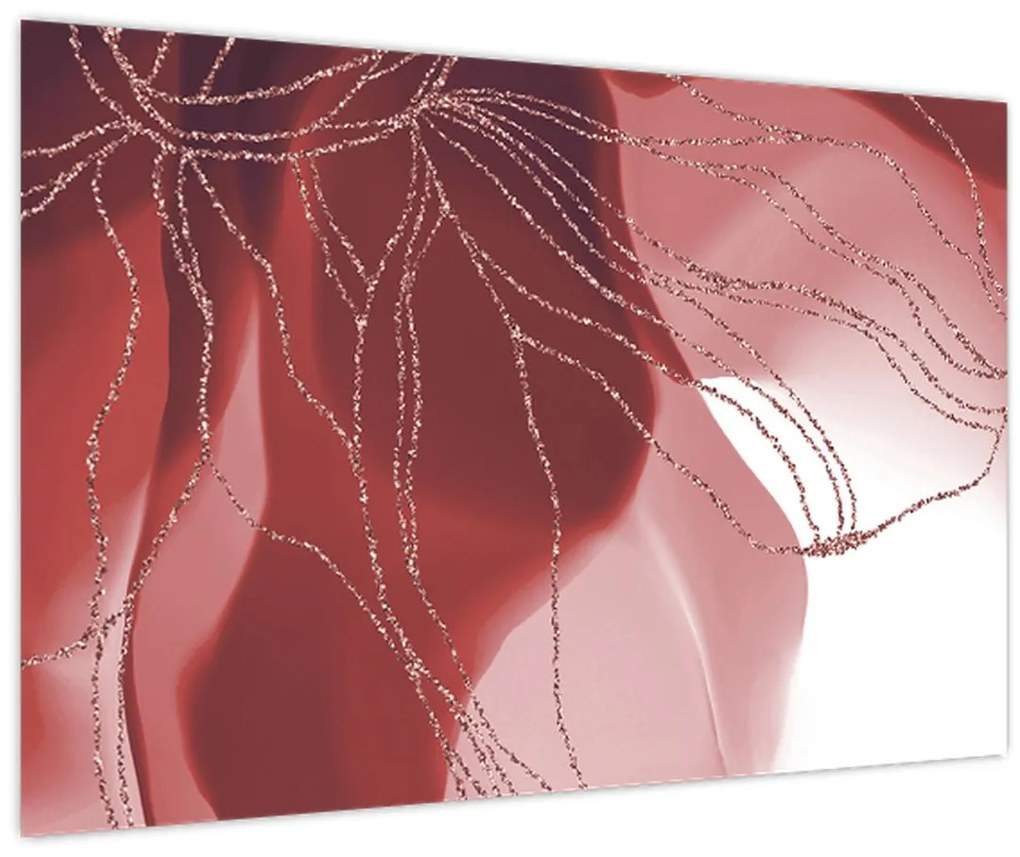 Kép - Piros absztrakt virág N⁰1 (90x60 cm)