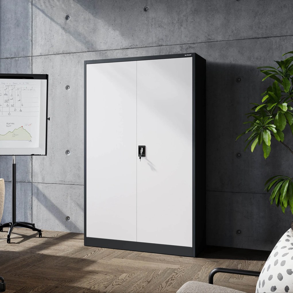 Fém iratszekrény JAN II, 1150 x 1850 x 400 mm, antracit-fehér