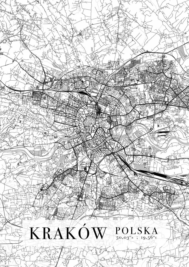 Krakkó Várostérkép poszter A3 29,7x42 cm