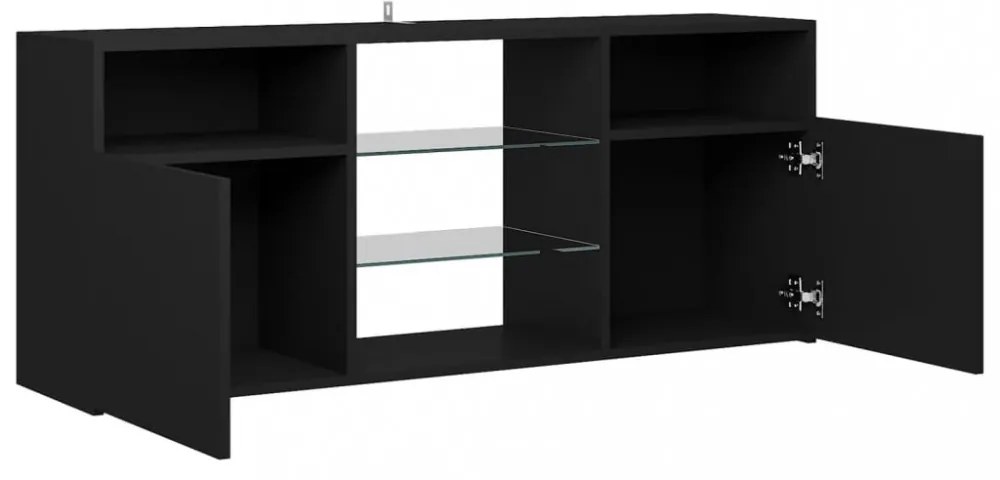 fekete TV-szekrény LED-lámpákkal 120 x 30 x 50 cm