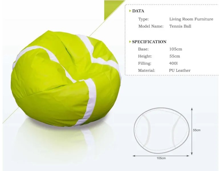 Babzsák teniszlabda 335L TiaHome - Lime