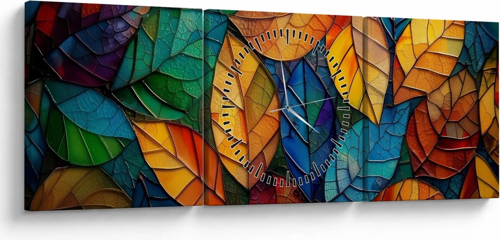 Kép - Levélmozaik (órával) (90x30 cm)