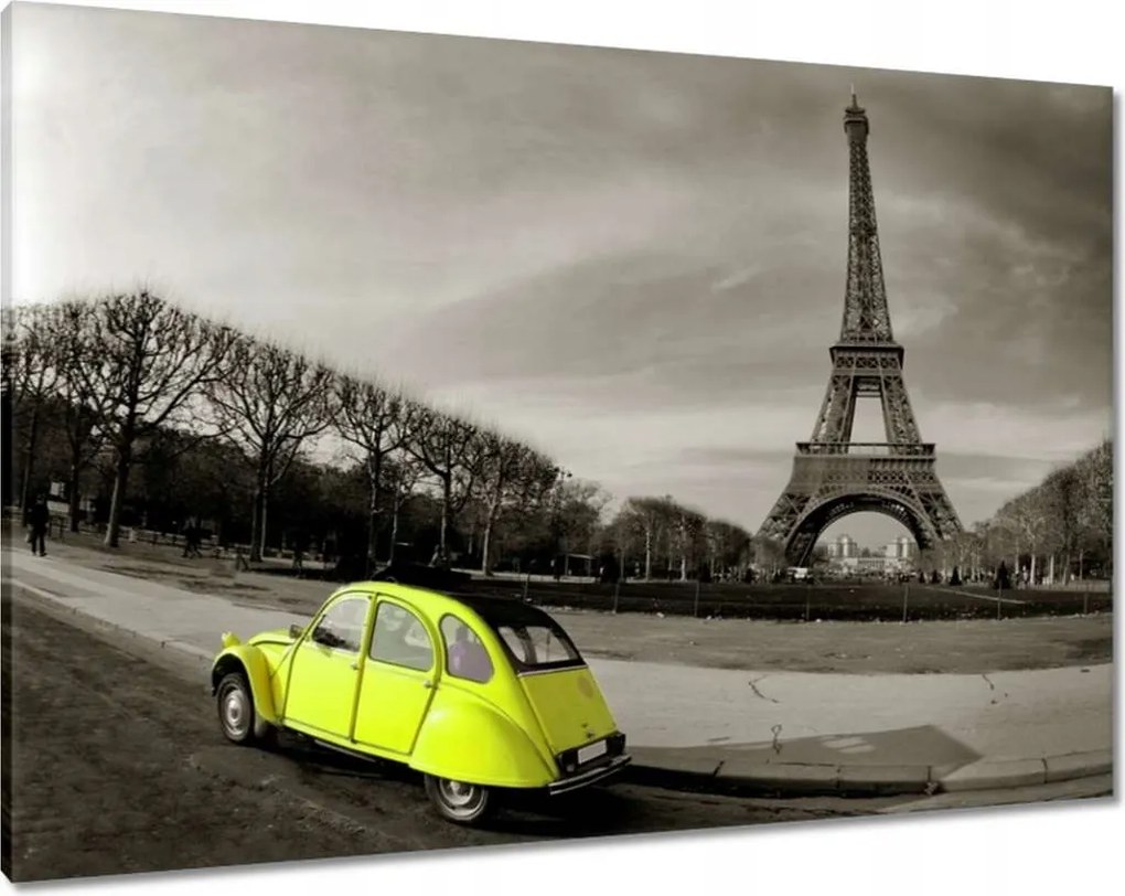 Vászonkép 100x70 Sárga autó Franciaországban