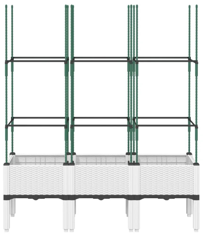 fehér polipropilén rácsos kerti ültetőláda 120 x 40 x 142,5 cm