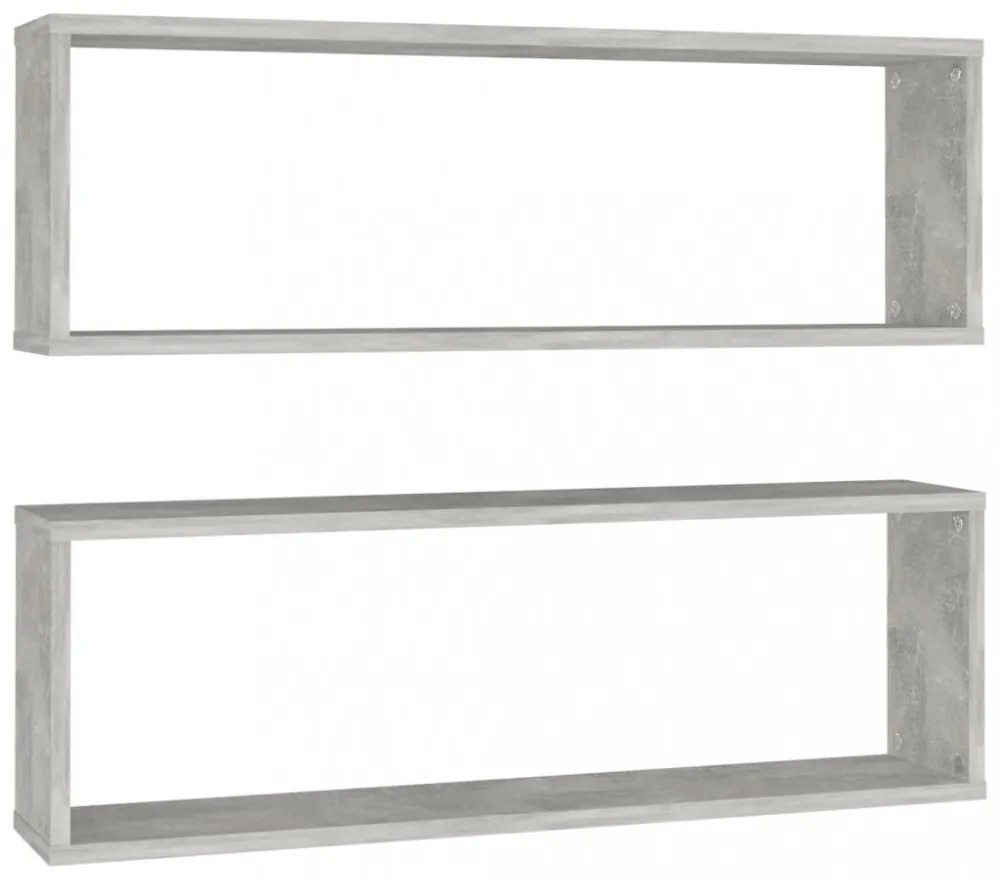 2 db betonszürke szerelt fa fali kockapolc 80 x 15 x 26,5 cm
