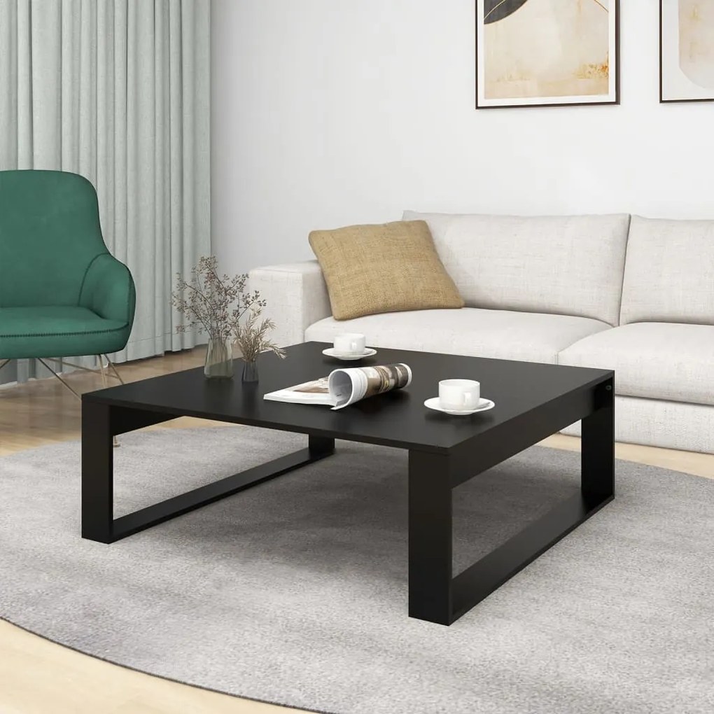 Fekete szerelt fa dohányzóasztal 100 x 100 x 35 cm