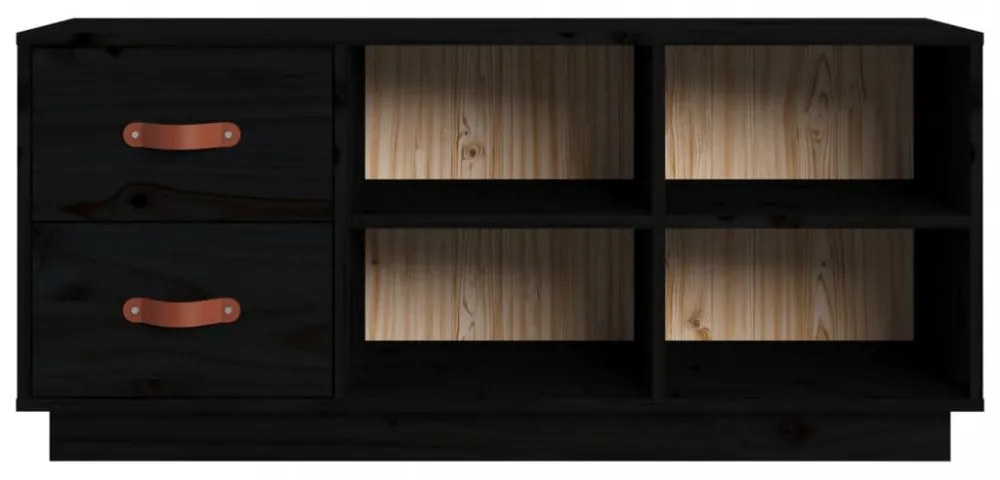 fekete tömör fenyőfa cipőtároló pad 100 x 34 x 45 cm