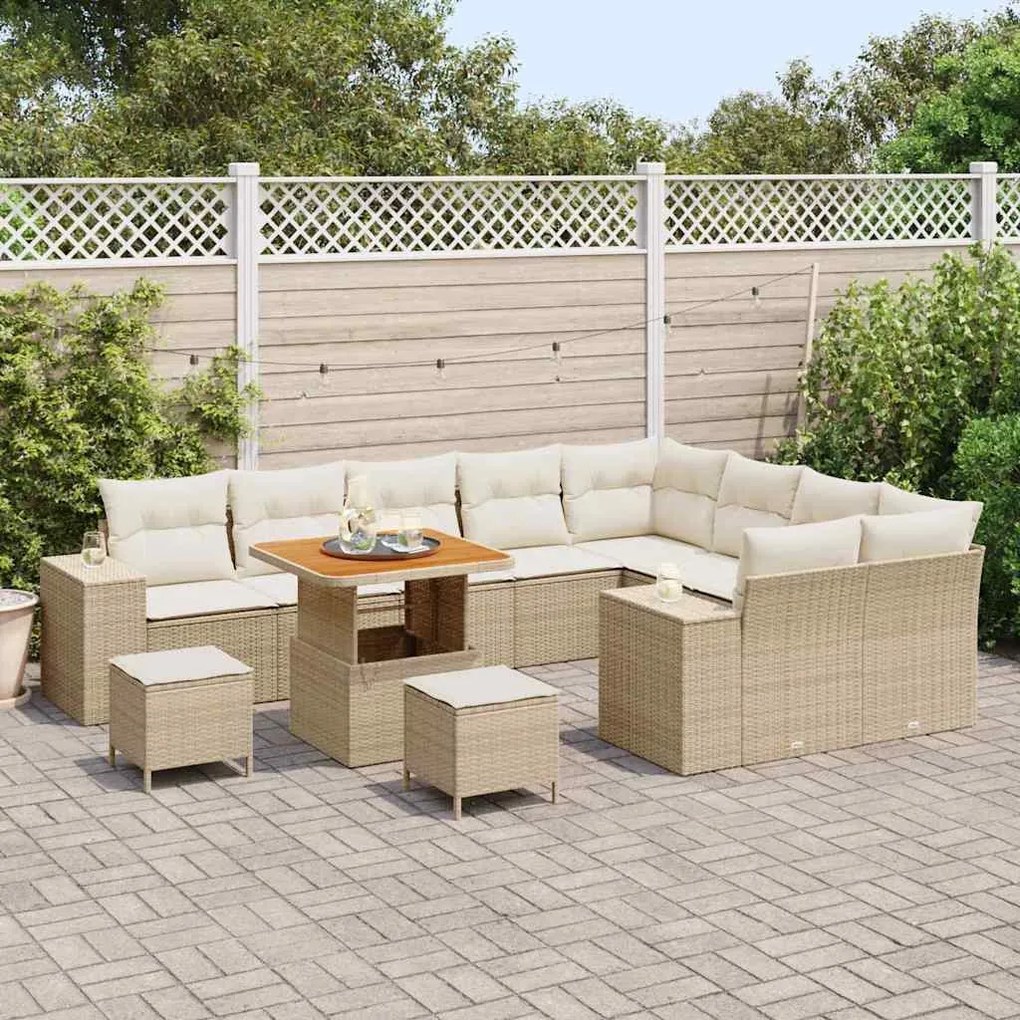 Kerti Kanapé Szett 12 pcs Beige és krém 80 x 80 x 71 cm