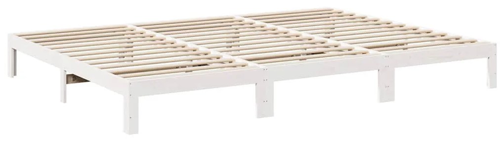 családi ágykeret matrac nélkül fehér 240x200cm tömör fa fenyőfa