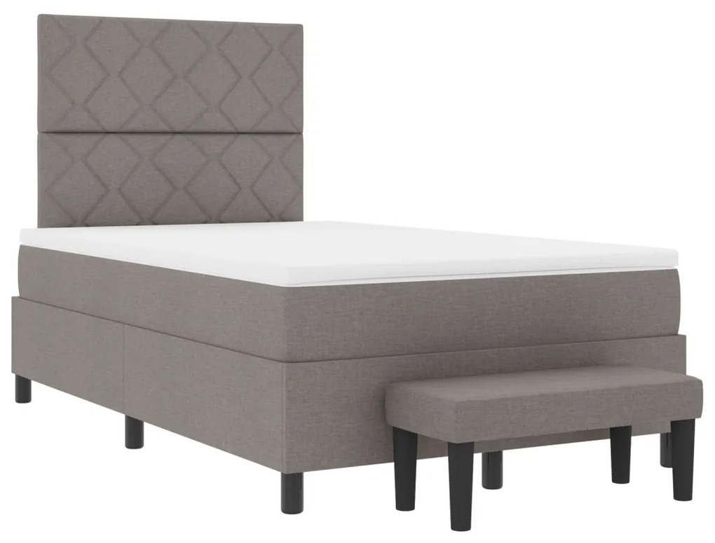 Box Spring Ágy Mattal és Pad Taupe 120x190 cm Szövet