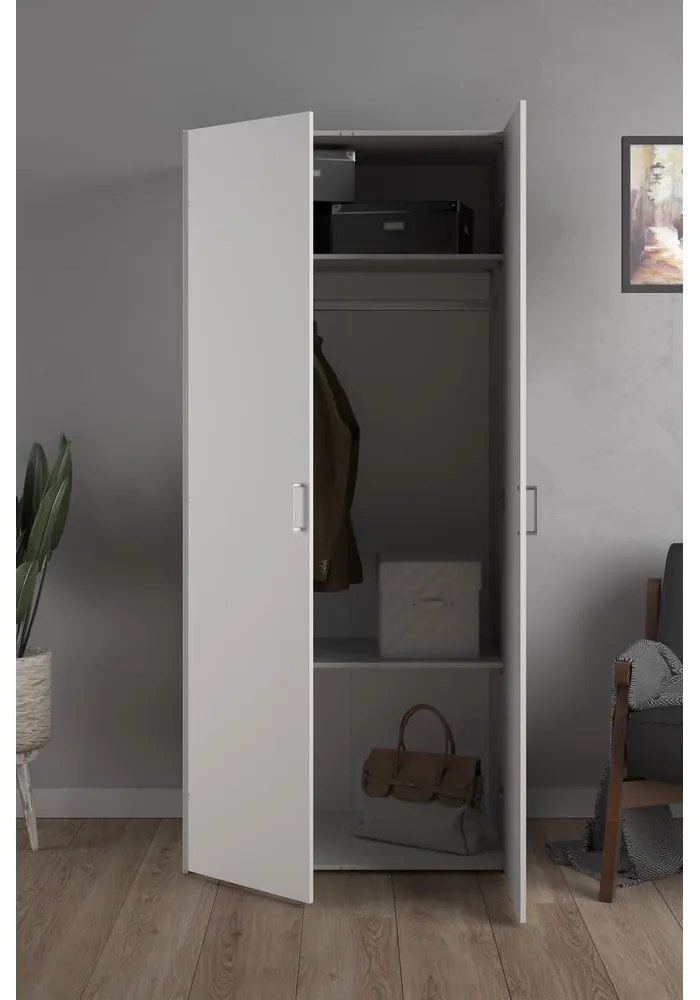 Fehér ruhásszekrény 78x175 cm Space – Tvilum