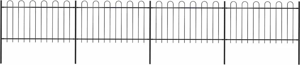 vidaXL fekete acélkerítés karikás tetejű 714,5 x 100 cm