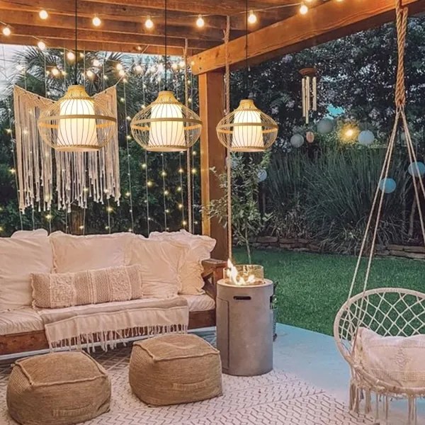 Immax 08256L - Csillár zsinóron PINCHOS 1xE27/40W/230V átm. 40 cm bambusz