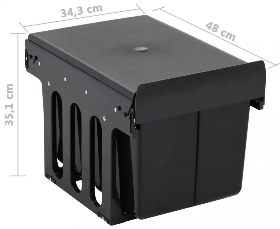 lágyan csukódó kihúzható konyhaszekrény szemeteskuka 36 L