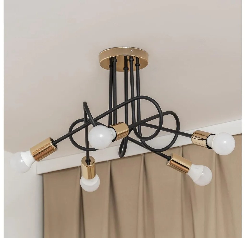 Felületre szerelhető csillár OXFORD 5xE27/15W/230V arany/fekete