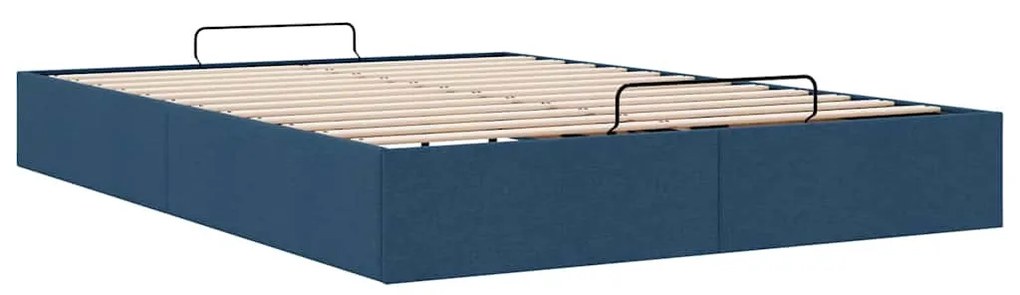 Ottomán kék szövet ágykeret matrac nélkül 140 x 190 cm