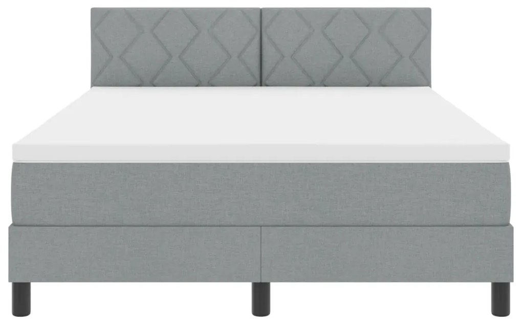 Box Spring Ágy Matraccal &amp; LED Világosszürke 140x200 cm Szövet