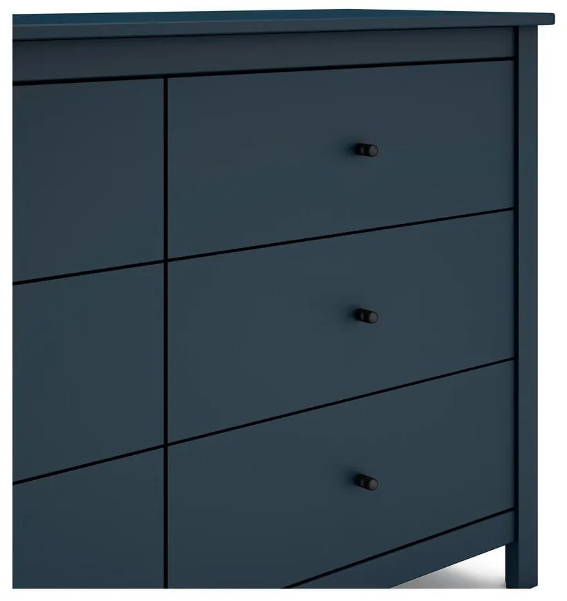 Sötétkék borovi fenyő alacsony komód 130x80 cm Misti – Marckeric