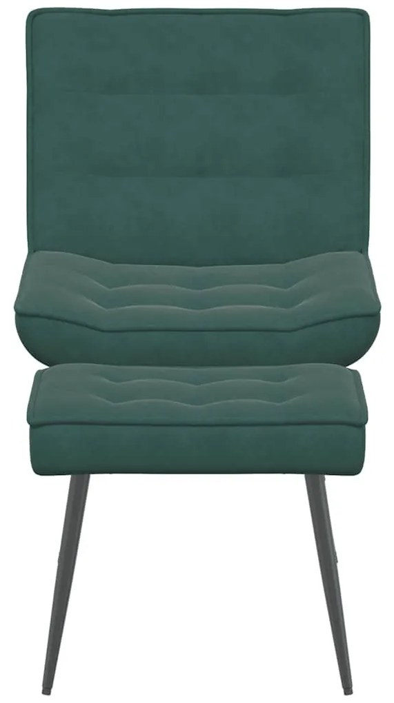 sötétzöld bársony pihenőfotel lábtartóval