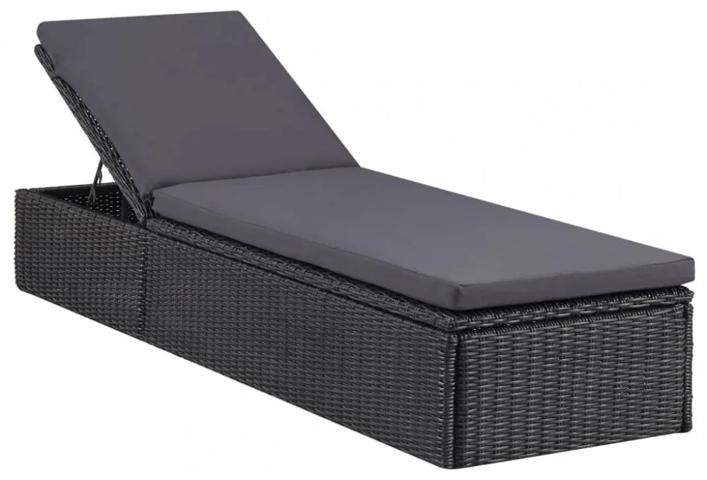 sötétszürke polyrattan napozóágy