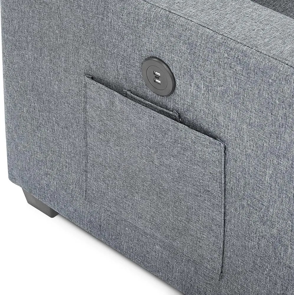 Catini PORTIVA univerzális sarokkanapé tárolóval és USB-csatlakozóval, szürke